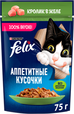 Влажный корм для взрослых кошек Felix Аппетитные кусочки кролик