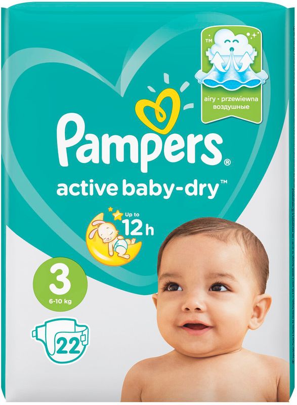 

Подгузники Pampers Active Baby-Dry размер 3-М 6-10 кг 22 шт.