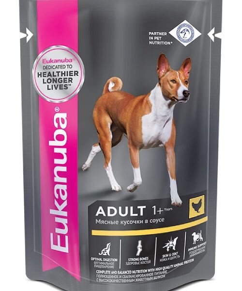 Корм консервированный для взрослых собак EUKANUBA Euk Dog с курицей в соусе