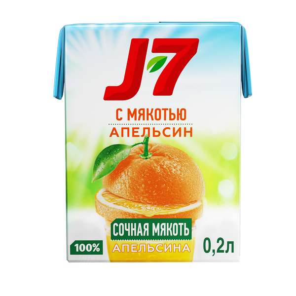 Сок J7 Апельсин с мякотью без сахара