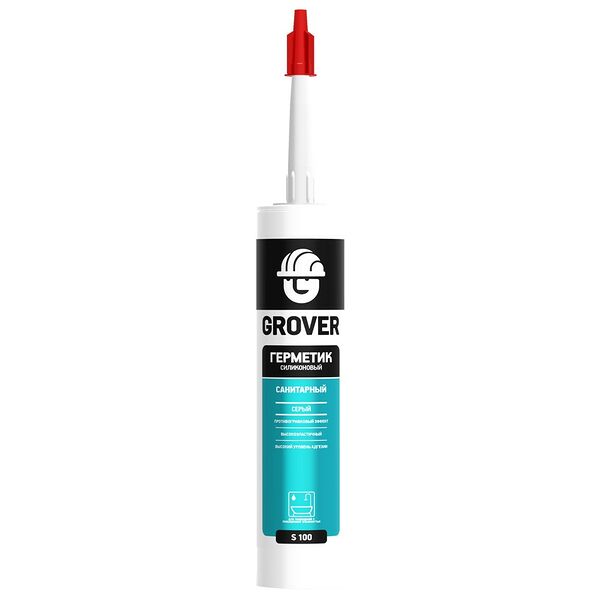 Герметик силиконовый санитарный Grover S100, серый, 280 мл