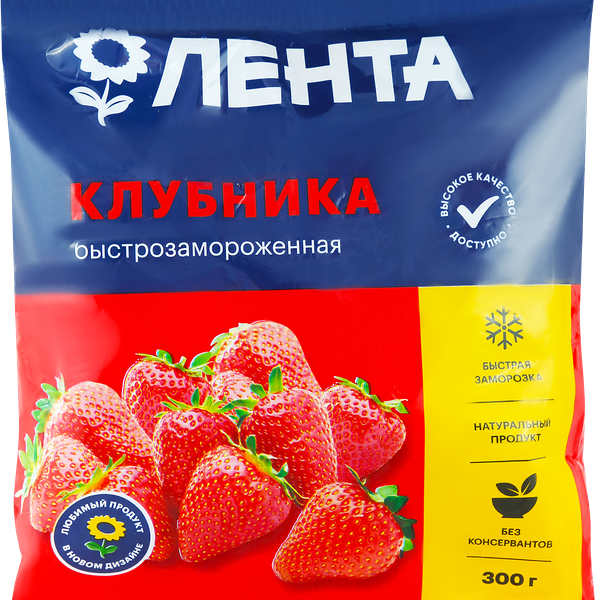 Клубника замороженная ЛЕНТА, 300г