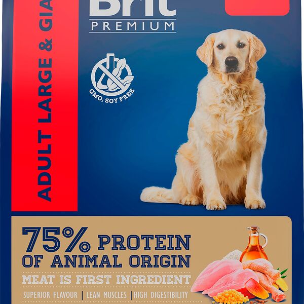 Корм сухой для взрослых собак BRIT Premium Adult L для крупных пород