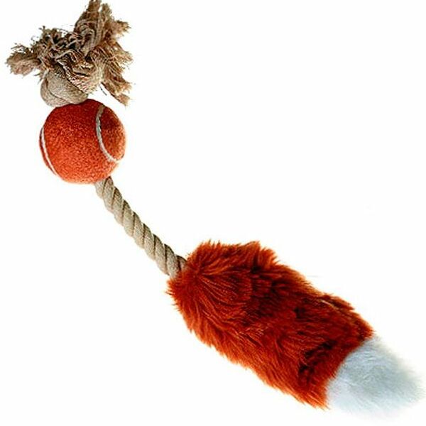 Игрушка GiGwi Мячик с лисьим хвостом и пищалкой для собак 40 см