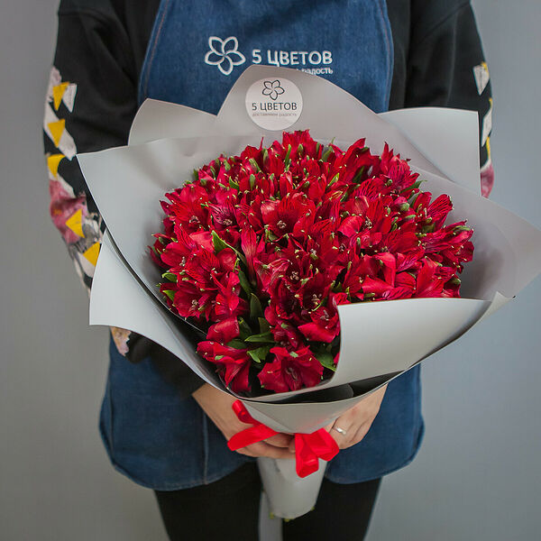 Букет из 19 красных альстромерий