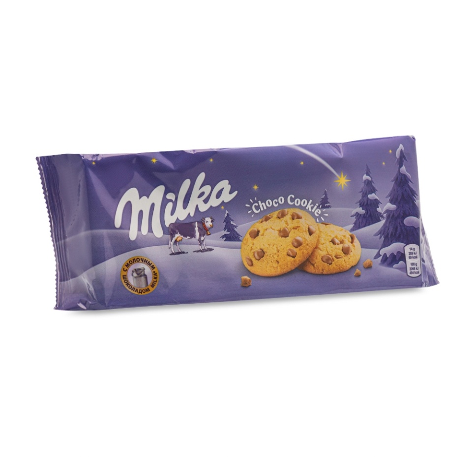 

Печенье с кусочками шоколада, Milka, 168 г, Россия