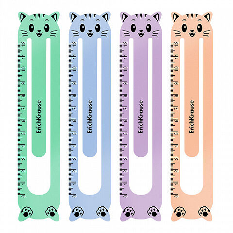 Набор из 4 закладок пластиковых ErichKrause Matt Pastel Bloom фигурные ассорти