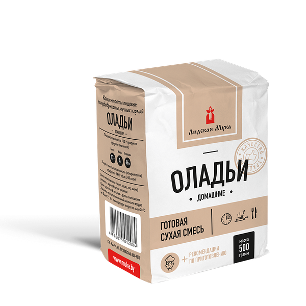 Полуфабрикат мучных изделий Оладьи Домашние бум. пакет вес 0,5 кг