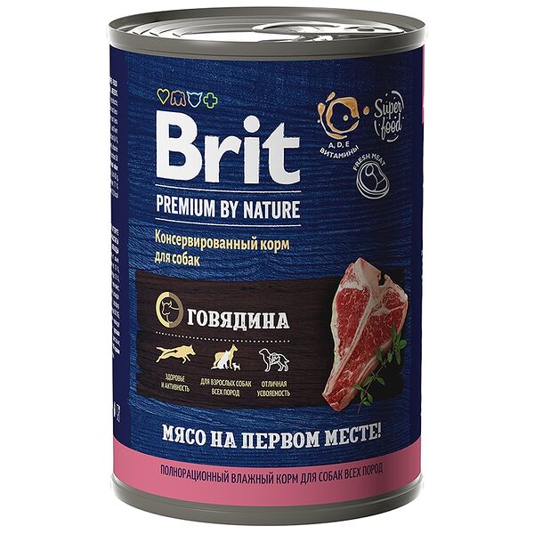 Корм влажный Brit Premium By Nature для взрослых собак всех пород с говядиной