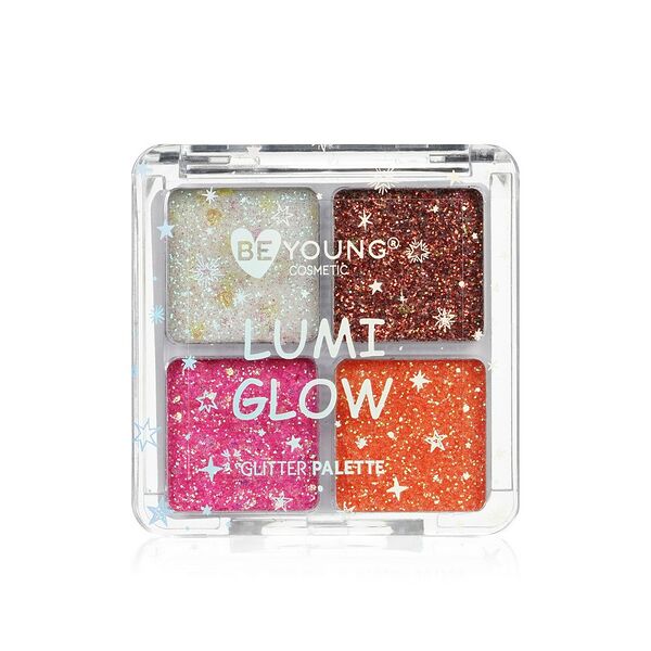 Палетка глиттеров для век BeYoung Lumi Glow, тон 2, 4 оттенка 6г