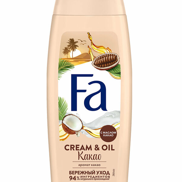 Гель для душа Cream&Oil с маслом кокоса и ароматом какао, бережный уход ТМ Fa (Фа)