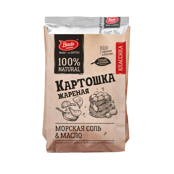Чипсы Bruto Картошка жареная с морской солью 130 г