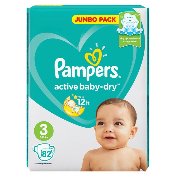 PAMPERS Пoдгузники Active Baby-Dry Midi (6-10 кг) упаковка Mega  82