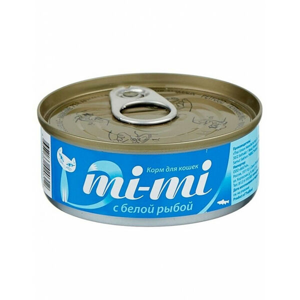 Mi-Mi Ми-ми (mi-mi) консервы для кошек с белой рыбой в желе 80 г