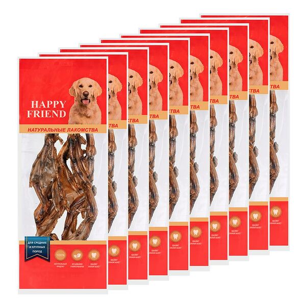 Лакомство для собак HAPPY FRIEND Лапки утиные для средних и крупных пород (упаковка - 10 шт)