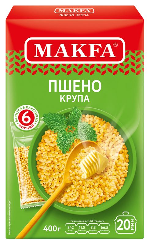 

Крупа пшено Makfa шлифованное 6 порций 400 г