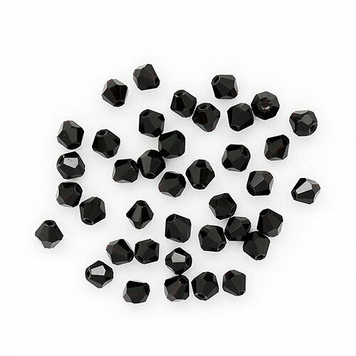 Бусины стеклянные 4*4мм, Z-439, 40шт/уп(801 черный)