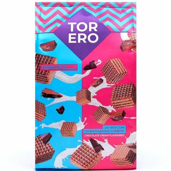 Мини-вафли Torero Нежные со вкусом шоколадных сливок, 125г