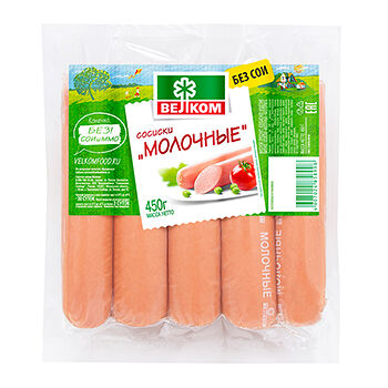 Сосиски «Молочные», «Велком», 450 г, Россия