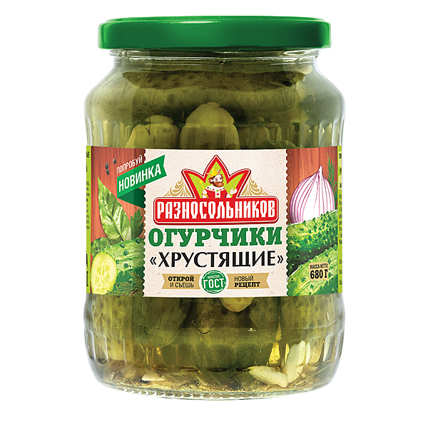 Огурчики маринованные Разносольников хрустящие 680г