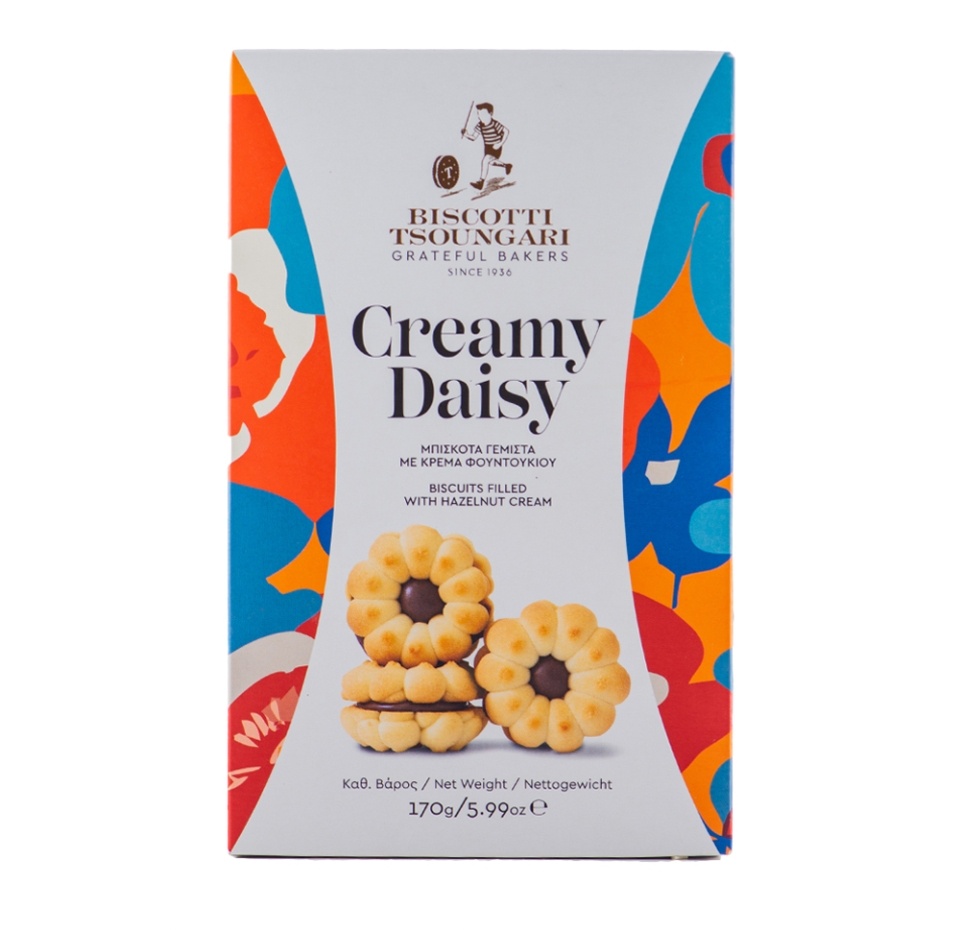 

Печенье сдобное Biscotti Tsoungari с шоколадно-ореховым кремом Creamy Daisy 170 г