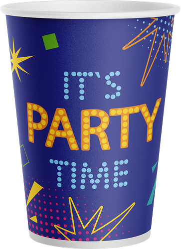 Набор стаканов PRIORITY Время вечеринки, бумажные одноразовые, 250мл, 6шт