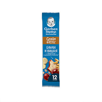 Gerber фруктово-злаковый батончик с вишней и бананом 25 г