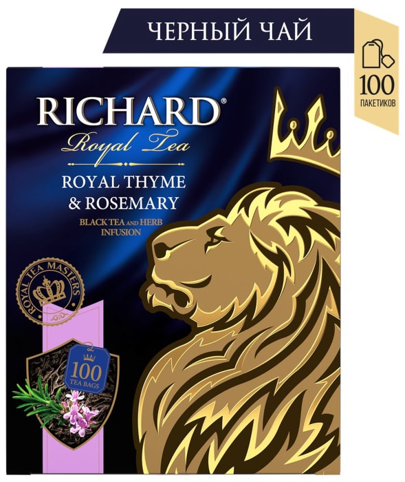 

Чай черный Richard Royal Thyme & Rosemary ароматизированный в пакетиках 100 шт 200 г