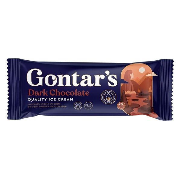 Мороженое Gontars Темный Шоколад молочное шоколадное в шоколадной глазури с растительным жиром эскимо 12%, 83г