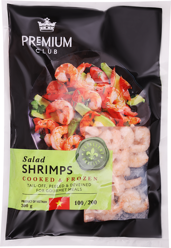 Креветки варено-мороженые Premium Club Салатные, очищенные 100/200