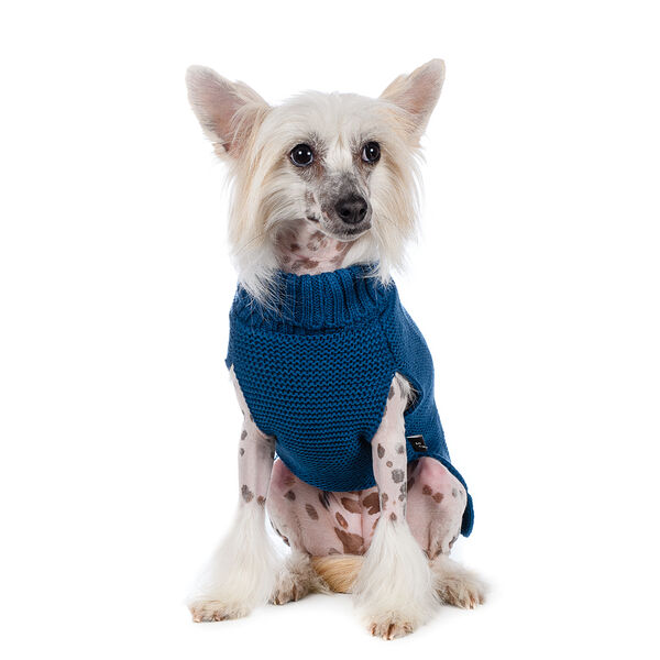 Свитер с помпонами для собак 35см M синий (унисекс)