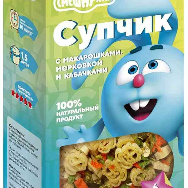 Суп Смешарики с макарошками, морковкой и кабачками