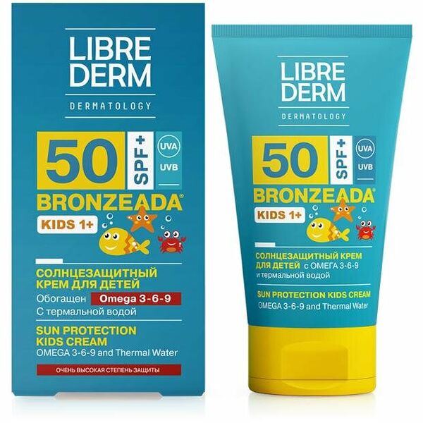 Крем солнцезащитный для детей Librederm Bronzeada SPF50+ с Омега 3-6-9 и термальной водой