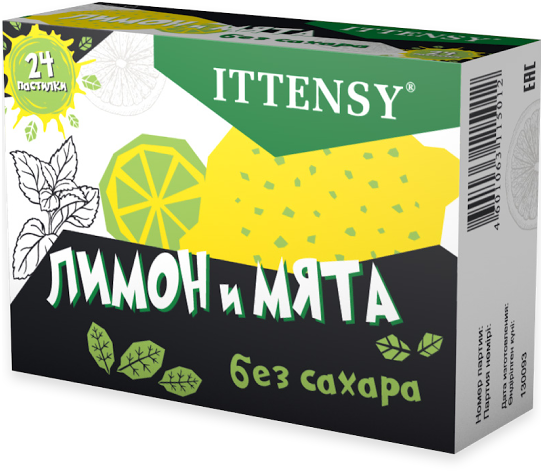 Иттенси лимон и мята Пастилки для рассасывания 24 шт