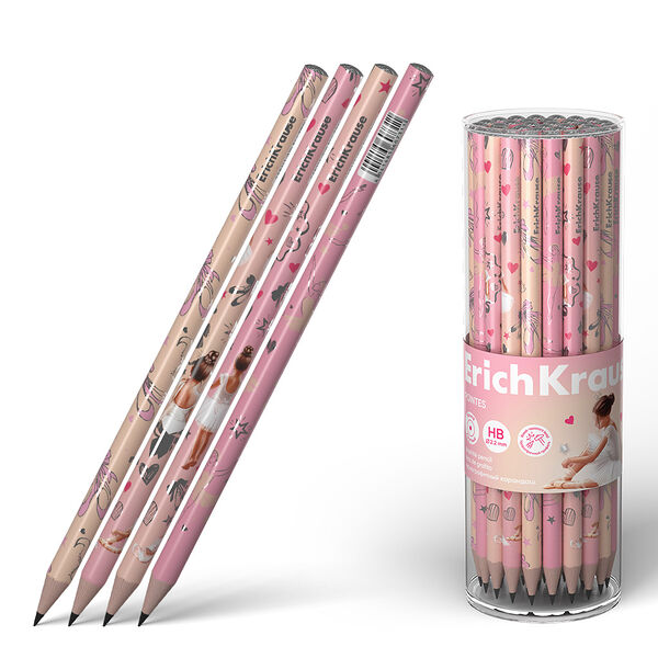 Чернографитный карандаш Erich Krause Pointes круглый HB  в ассортименте