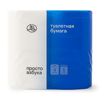 Туалетная бумага «Просто Азбука» 5 слоев, 4 рулона, Россия