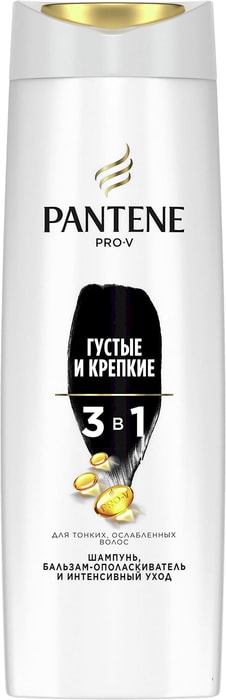 

Шампунь Pantene Pro-V 3 в 1 Густые и крепкие для тонких и ослабленных волос 360 мл