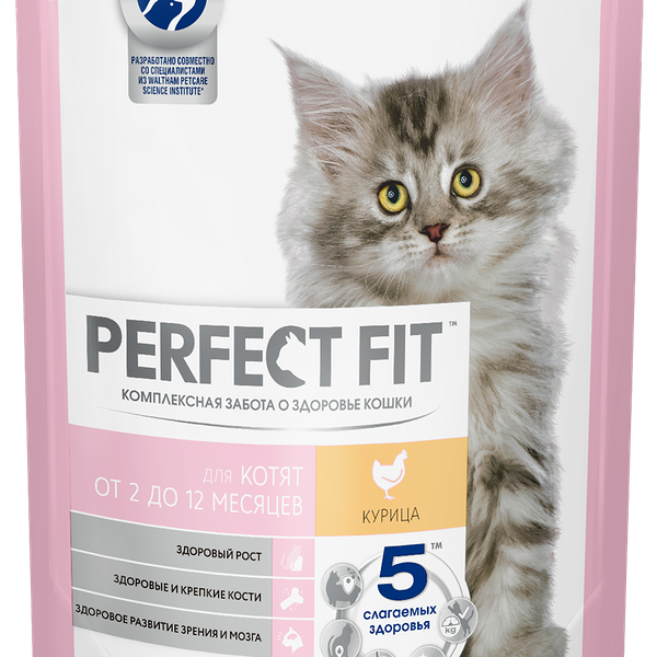 Cухой полнорационный корм PERFECT FIT™ для котят от 2 до 12 месяцев, с курицей 190 г