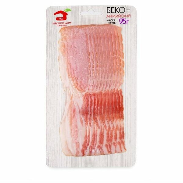 Бекон сырокопчёный Английский Мясной Дом Бородина, нарезка