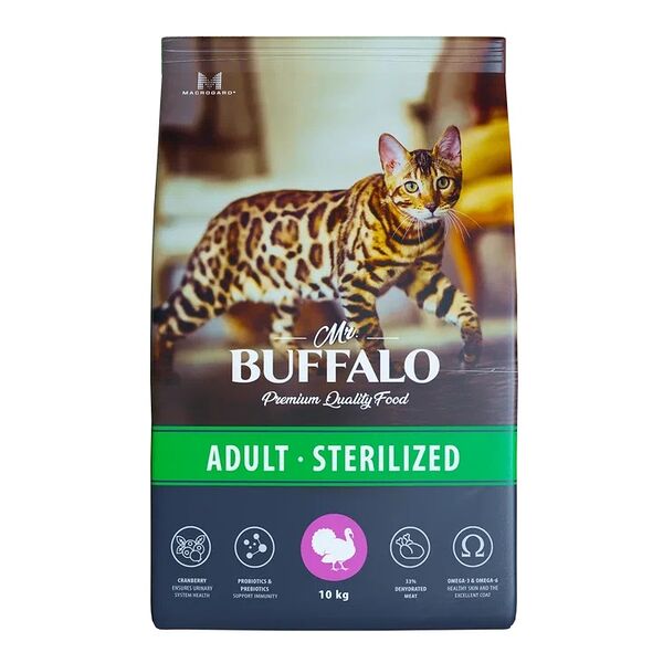 Mr.Buffalo Adult sterilized сухой корм для взрослых стерилизованных кошек Индейка