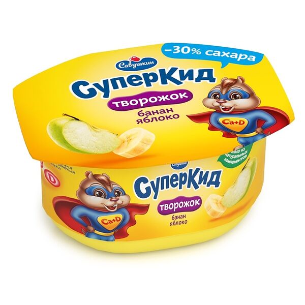 Творожок СуперКид банан-яблоко 3,5%