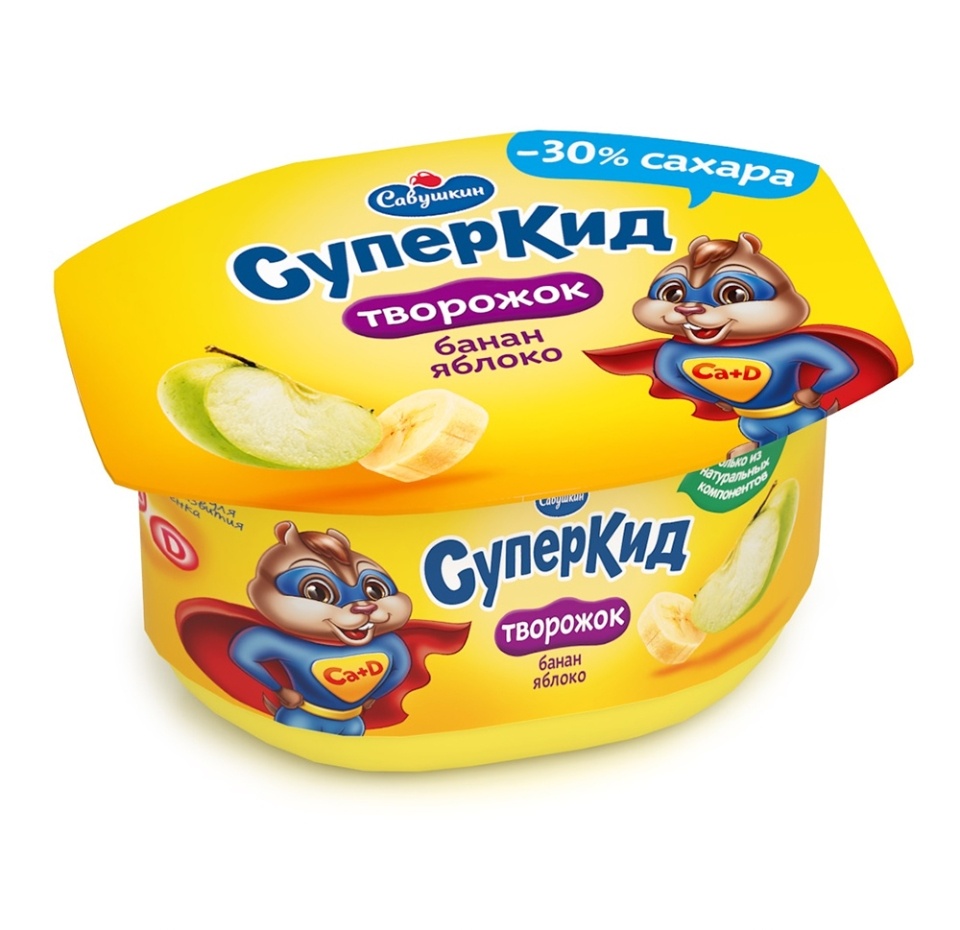 

Творожок СуперКид банан-яблоко 3.5%, 110г