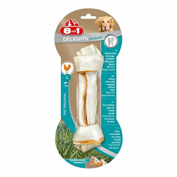 8in1 Dental Delights L косточка с куриным мясом и минералами для крупных собак (21 см.)