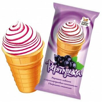 Мороженое Бодрая корова Вертушка с черносмородиновым наполнителем