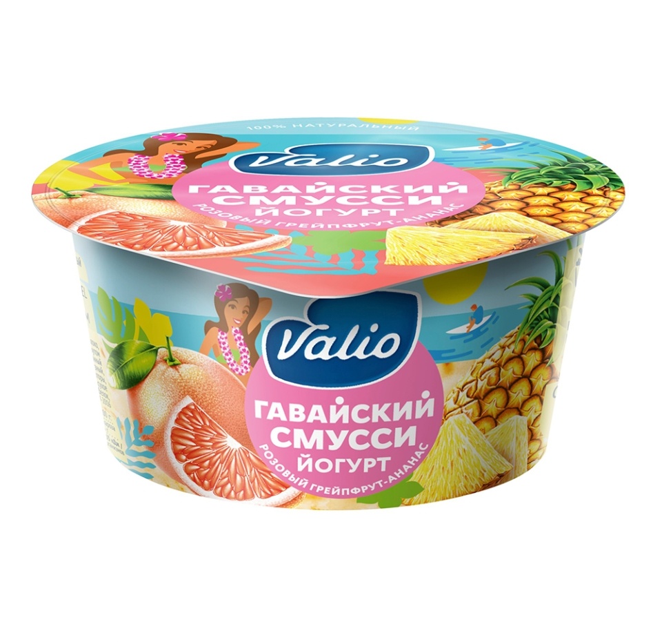

Йогурт смусси Valio Гавайский Розовый грейпфрут-ананас 2.6% 140 г