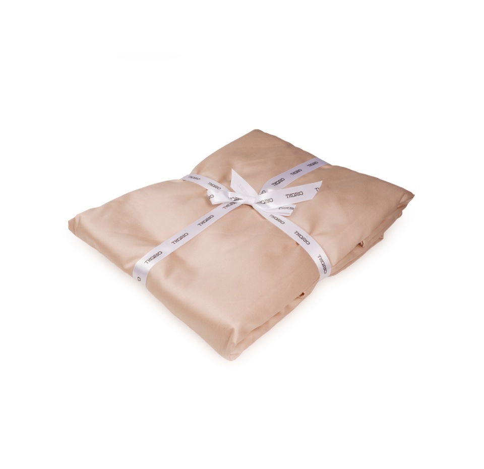 

Простыня на резинке Tkano из сатина бежево-розового цвета из коллекции Essential, 160х200 см