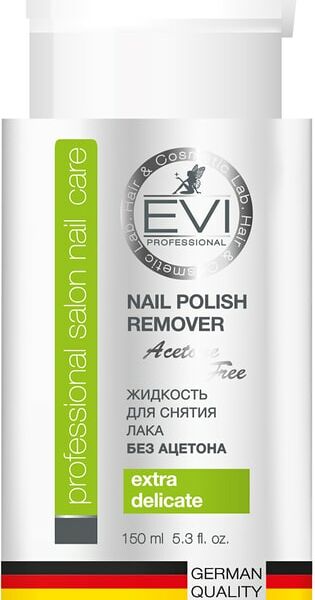 Жидкость для снятия лака EVI professional без ацетона с помпой-дозатором 150мл