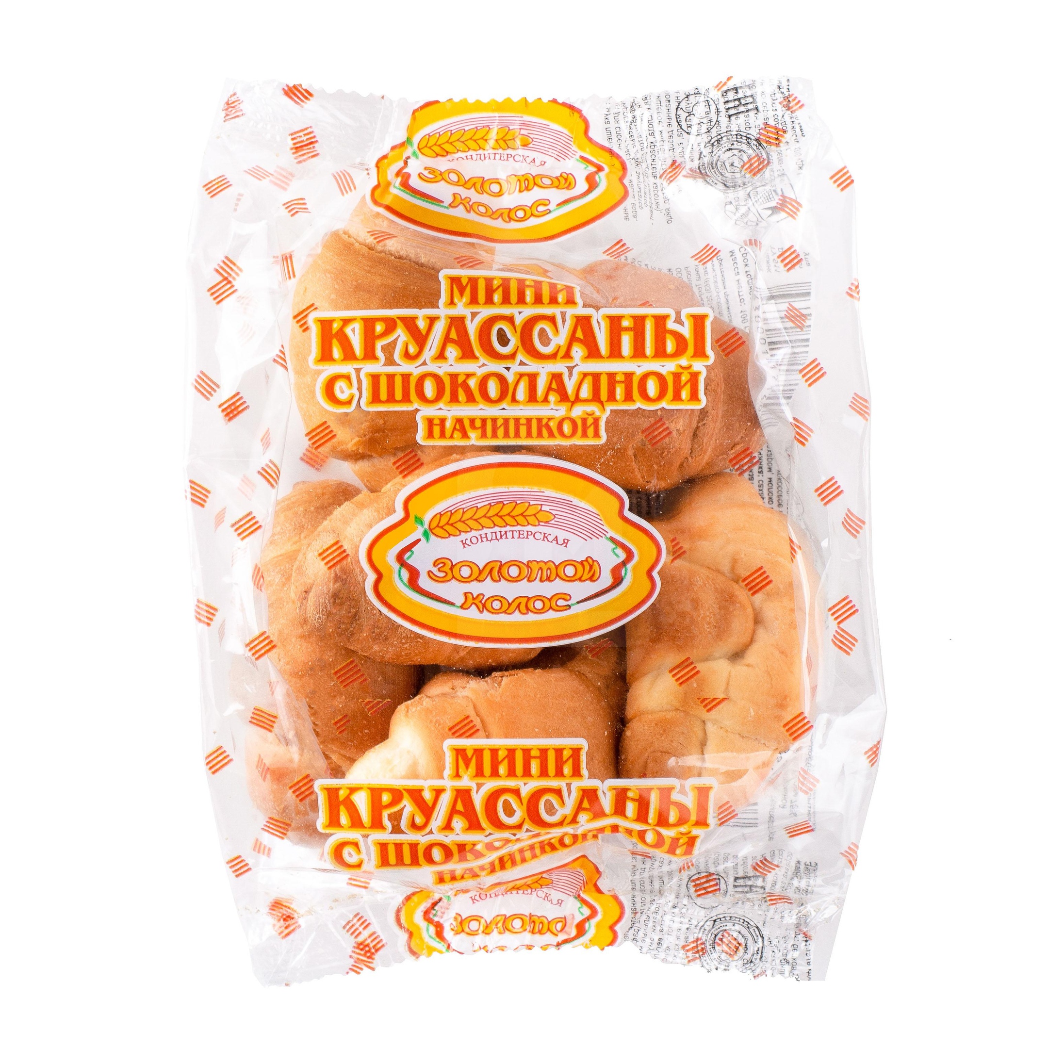 

Мини-круассаны Золотой колос с шоколадной начинкой 6 шт. 100 г