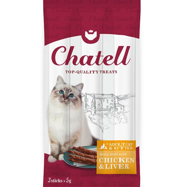 Лакомство для кошек и котят Chatell с цыплёнком и печенью (3 шт.)