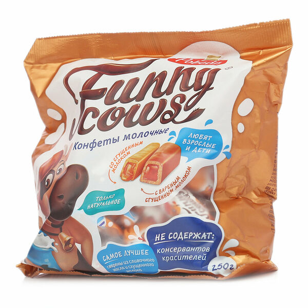 Мягкая карамель Победа вкуса Funny cows со сгущенным молоком ассорти